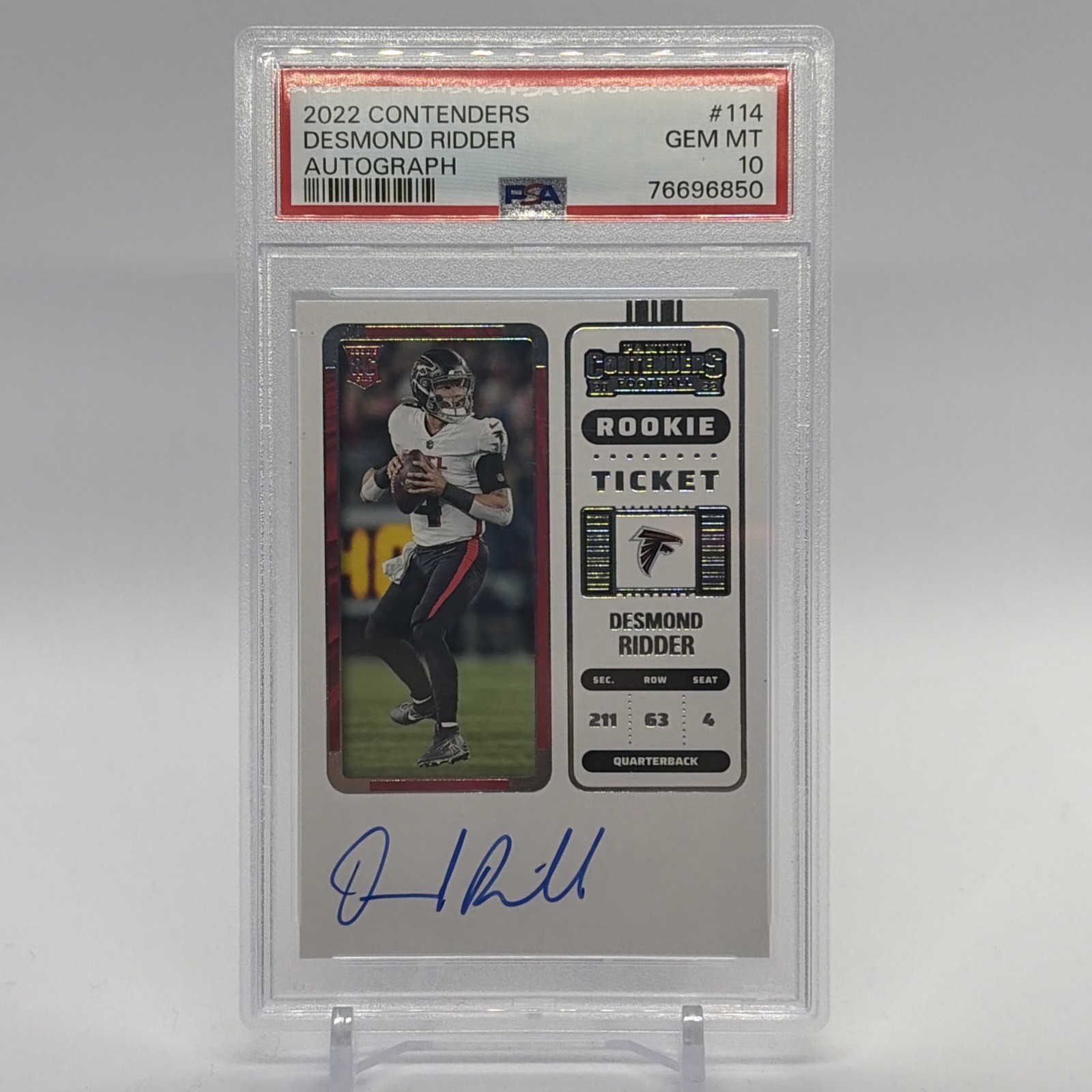 2022 Contenders Rookie Ticket RPS Desmond Ridder Rc Auto PSA 10 GEM MT