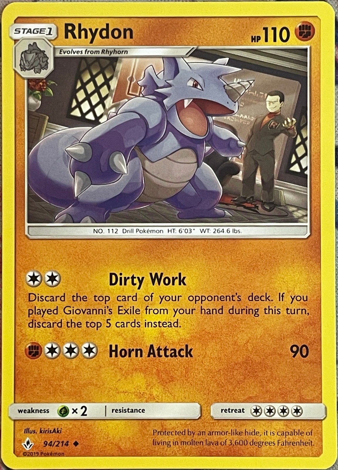 Rhydon - 94/214 - Unbroken Bonds Pokemon 2019