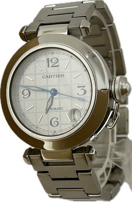 Cartier Pasha C W31023M7 2324 Silber 35mm Automatik Unisex Uhr TOP A6589