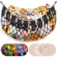 Stuffed Animal Storage Hammock with Lights - Plush Toy Organizer for Kids