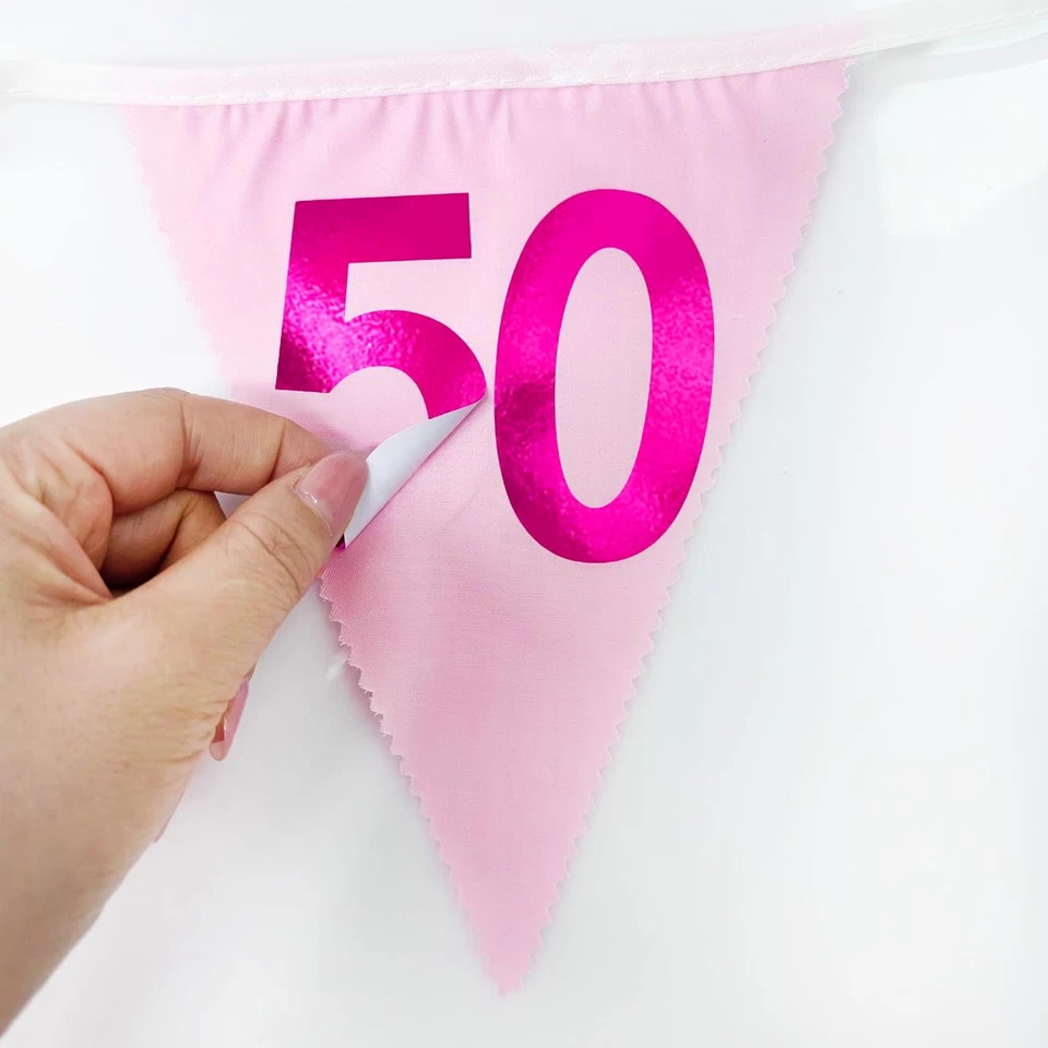 26 футов ярко-розовый 50-й день рождения вечеринки украшения 50-й ткани вымпел баннер Garl... - Изображение 3 из 4