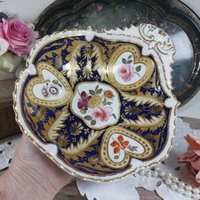 Antike Rathbone Muschelform Dessertschale Herzform Kartuschen Union Act Motiv