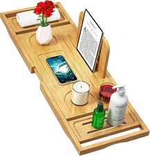 Tray Caddy - Bath Tray - Bath Tub Tray Caddy - Bamboo Bath Table Tray for Tub -