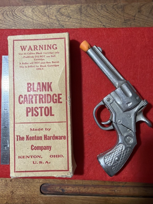 Vintage Kenton Hardware Break Top Cap Blank Pistol Gun And Box Frame Cracked S&W
