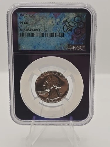 1962 Washington Proof Silver Quarter 25C - NGC PF 68- Trader Bea Purple Label!