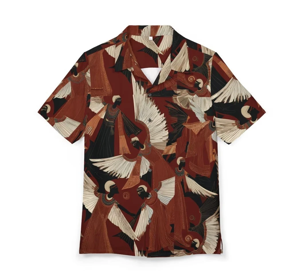 Black Angels Print Button-Up Shirt | Unisex Hawaiian Shirt