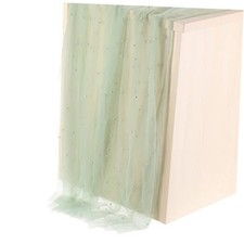 10Ft Pearl Table Runner, Sheer Tulle Fabric Lace Tablecloth Light Green