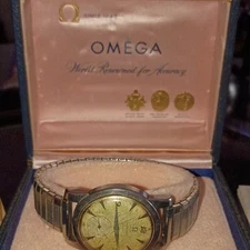 OMEGA Seamaster Automatic Waterproof Gold Dial Men's Watch w/ Box & Papers