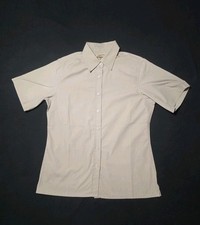 WearGuard Women s S Short Sleeve Button Down Shirt Beige Office Workwear