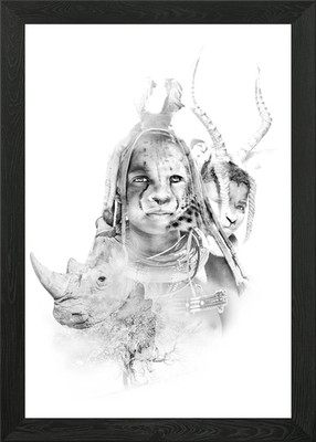 Himba composition 4 Framed Wall Art Poster Canvas Print Picture