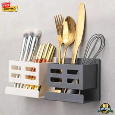 1 pc Hole-Free Wall Mounted Bathroom Storage Tube for Toothbrush & Razor