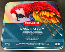 Derwent Chromaflow Colored Pencils Tin, Set of 72, Great Office Product NEW!