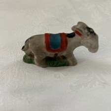 Vintage Ceramic Donkey Figurine Painted JAPAN 2.5” Long