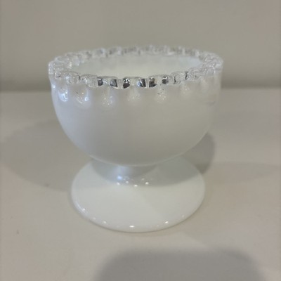 Vtg Fenton Silver Crest White Milk Glass 4'' Footed Dip Bowl or Candy Dish 3.75''H
