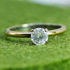 Size 7, vermeil gold over sterling silver CZ ring, 925 engagement ring