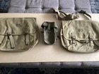 Lot  2 Military WW2 USA Army Musette Canvas Bag Backpack 1942 Atlas Mfg Original
