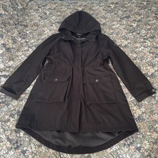 Womens Black DKNY Donna Karan Rain Coat Fully...