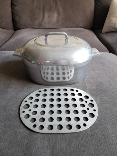 Vintage Wagner Ware Magnalite Sydney-O 4265P 8 Quart Oval Roaster W/ Trivet!