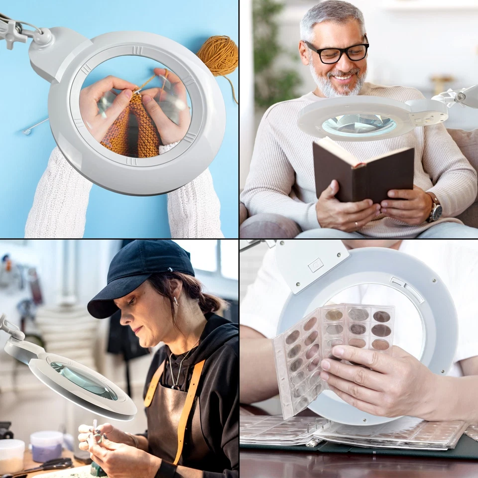 LED Magnifying Lamp w/ Clamp, Large 7 inch glass lens (5 Diopter, 2.25X) - Image 3 of 4