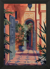 Moroccan Courtyard Framed Wall Art Poster Canvas Print Picture