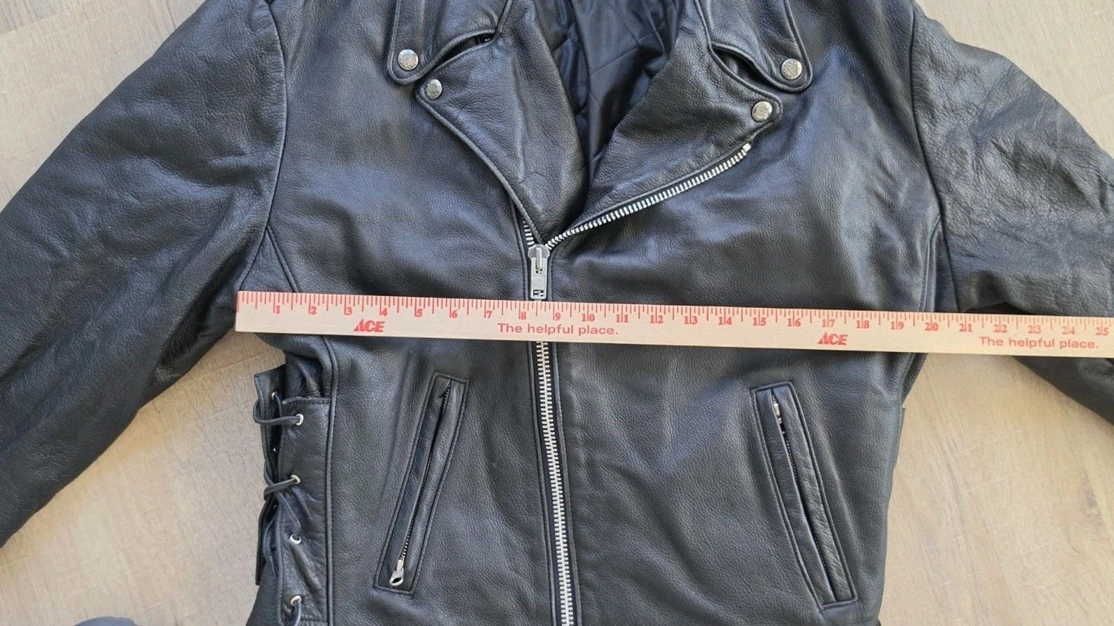 Vintage Indian Motorcycle Leather Jacket Mens L Black Side Lace CA31466 Canada - product detail image 5