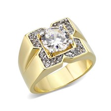 Women's Gold Plated Brass Ion Ring Clear CZ - Anniversary, Mother's Day | Self-G
