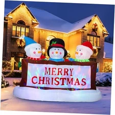 7FT Christmas Inflatable Snowman Yard Decoration With Merry Christmas Banner