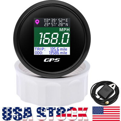 2'' 52MM Black GPS Speedometer Odometer Gauge for Motorcycles Boat Car Truck US 