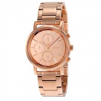 NEW DKNY LEXINGTON ROSE GOLD,S/STEEL,CHRONO,MIRROR DIAL BRACELET - Main Image