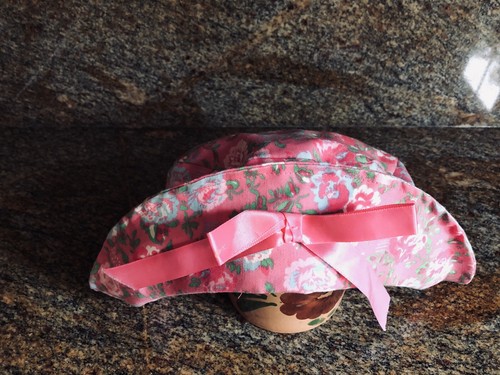 VINTAGE GIRLS YOUTH SPRING SUMMER PINK FLOWERS TIFFANY HAT - Picture 11 of 11