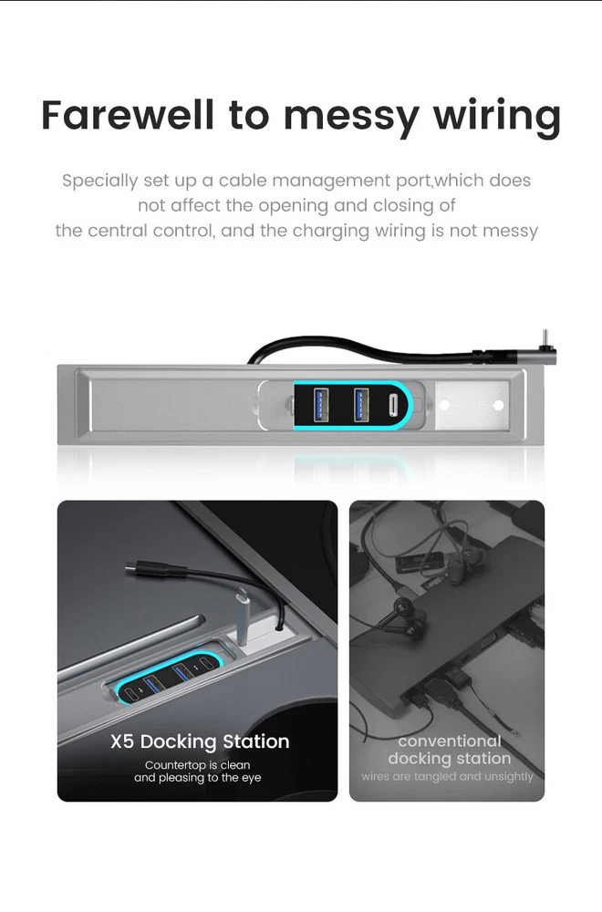 Tesla Model 3 Y Fast Charge USB Hub Adapter for Center Console  