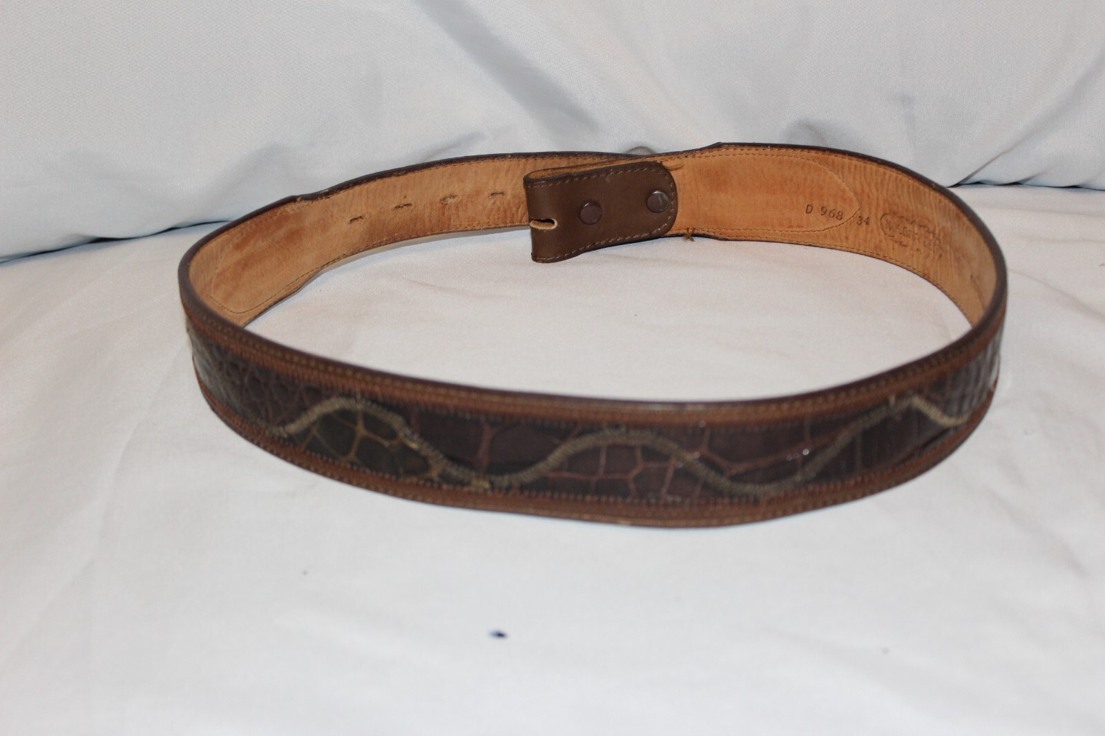 Nocona Belt Genuine Crocodile Wide Belt Size 34 Gem