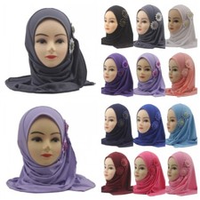 3-7Years Kids Hijab Girls Muslim Turban Arab Khimar Islamic Child Floral Scarf