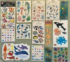 Lot of Ocean Animals Stickers Fish Whales, Etc Stickabilities, Recollections