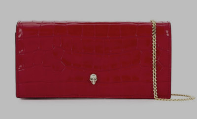 Alexander McQueen Skull Embossed Clutch Bag in Red with Original Box X-Mas Gift