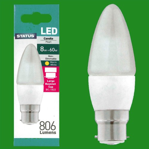 Lot De 6 Ampoules LED Bougie B22 8W (équiv. 60W) - Blanc Chaud 2700K - Neuf