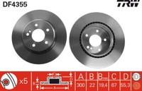 Pack Von 2 - Bremsscheibe DF4355 TRW FüR MERCEDES-BENZ