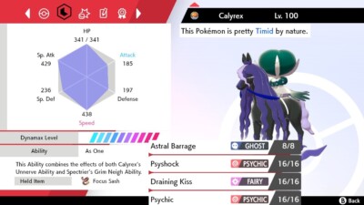 Pokemon Sword and Shield 6iv Calyrex Shadow Rider - FAST DELIVERY!
