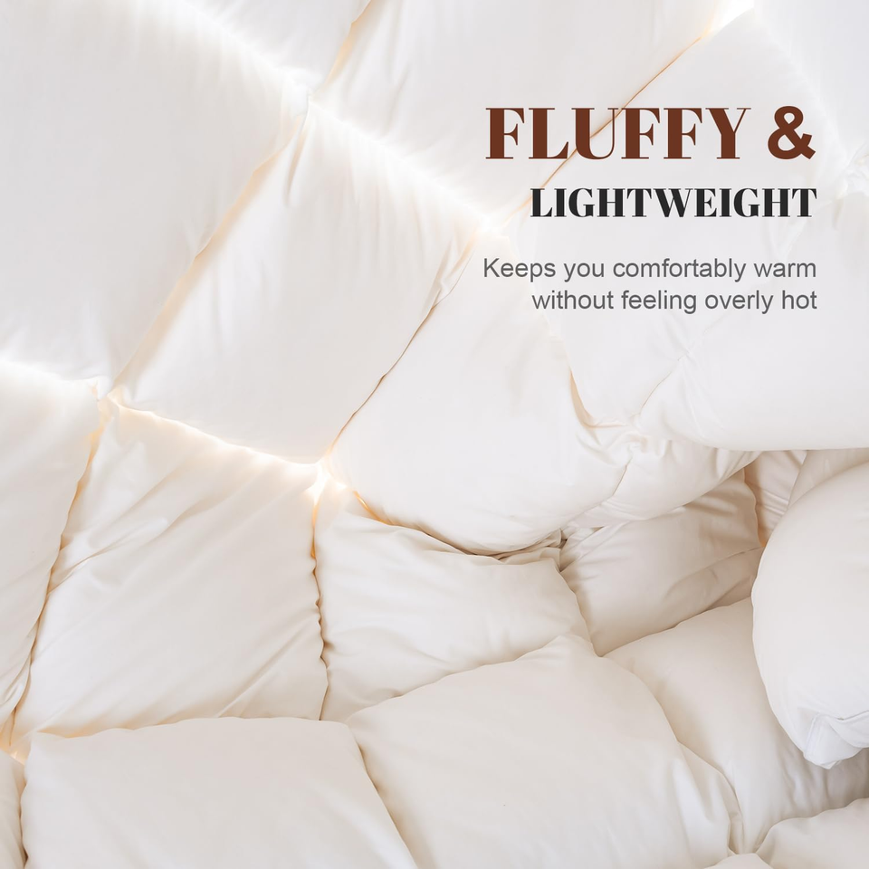 White King Size Feather Comforter,Filled with Feather and Down, All