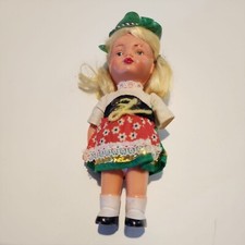 Vintage German Celluloid Souvenir Doll 1940  s Traditional Bavarian costume 7"