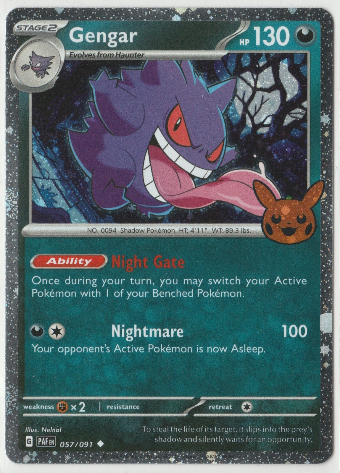 Gengar 057/091 Cosmos Holo 2024 Pokemon TCG Trick or Trade Halloween Card