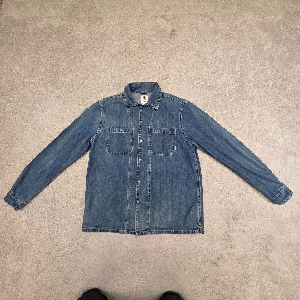 Element Denim Shirt Womens Blue Orchids  Snap Long Sleeve Medium Washed Medium - Image 3 of 4
