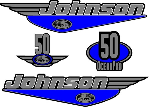Johnson 50HP Oceanpro Outboard Boat Motor Decal Kit Cowling Engine - Foto 3 di 4