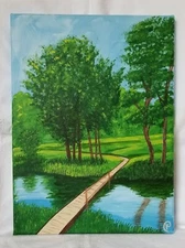acrylic painting on an 9x12 canvas of the Bridge Path