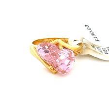 Sterling Gold Vermeil 925 Pink Cz Taiwan Ring