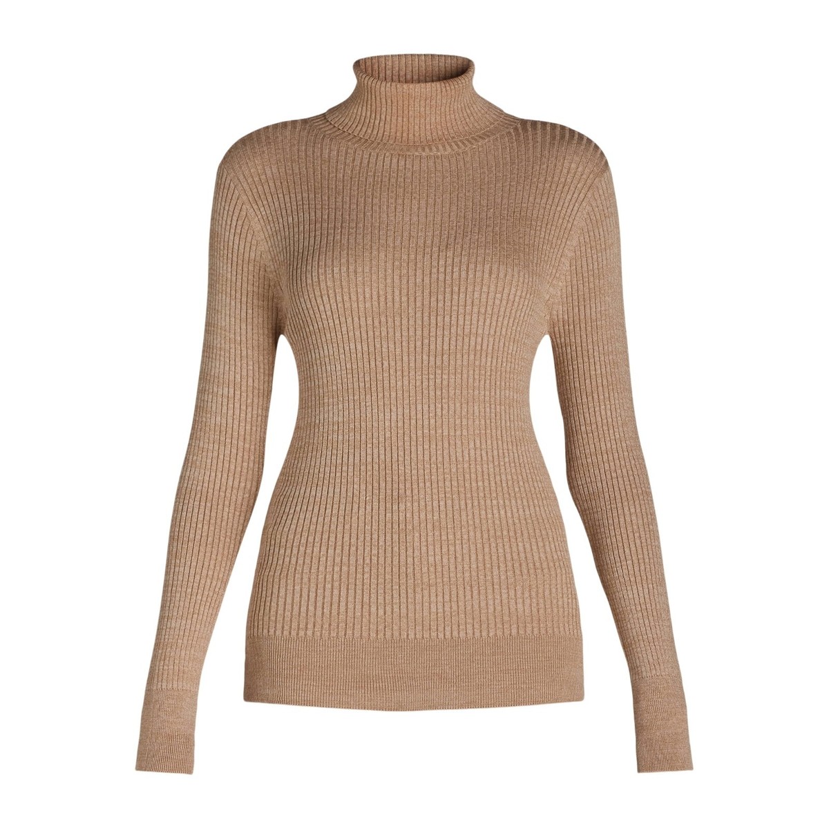 Time and Tru Women's Rib Turtleneck Lightweight Sweater, Mocha Splash Size  3XL