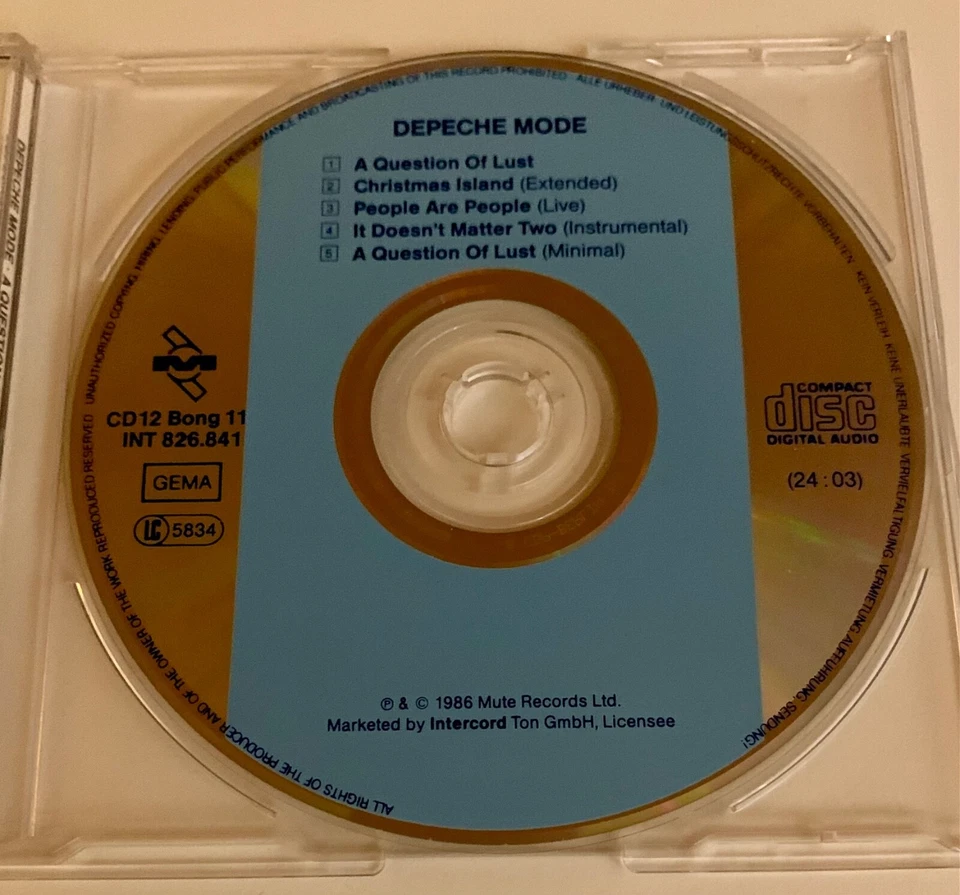 Import (Germany) CD Single Depeche Mode A Question Of Lust (1988) Original Press - Image 3 of 4