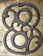 Rustic BROWN Cast Iron Metal House Number Street Address 4 1/2 INCH Phone # 8