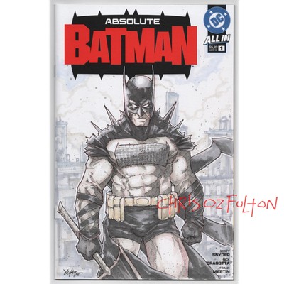 Absolute Batman #1 Comic Book Sketch Blank Cover Art Variant by Chris Oz Fulton