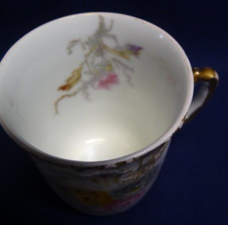 ANTIQUE LIMOGES ELITE FRANCE DEMITASSE CUP&SAUCER FLORAL PATTERN GOLD TRIM #2 - Picture 9 of 10